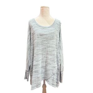 CJ Banks Womens 1X Light Blue Gray Long Dolman Sleeve Thin Knit Shirt NWT Casual